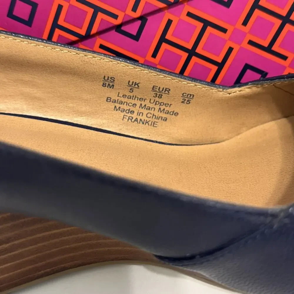 Franco Sarto Women's Blue Frankie Wedge Pump, Midnight blue Size 8